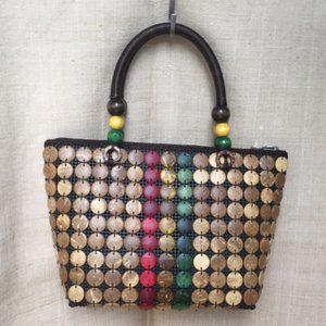 Vintage handmade coconut shell handbag